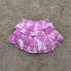 LoveShackFancy Pink and White Mini Skirt